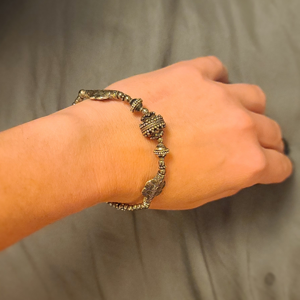 Elegant Silver Beaded Bracelet